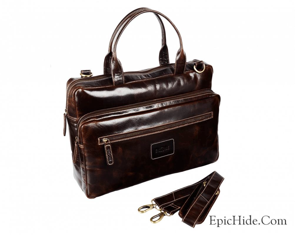 Vintage Leather Laptop Bag 06 - Image 3